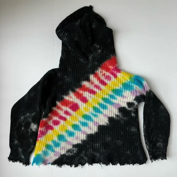 FBZ Girls Black Tie Dye Zip Up Hoodie Sweater Size 5 - Picture 4 of 5
